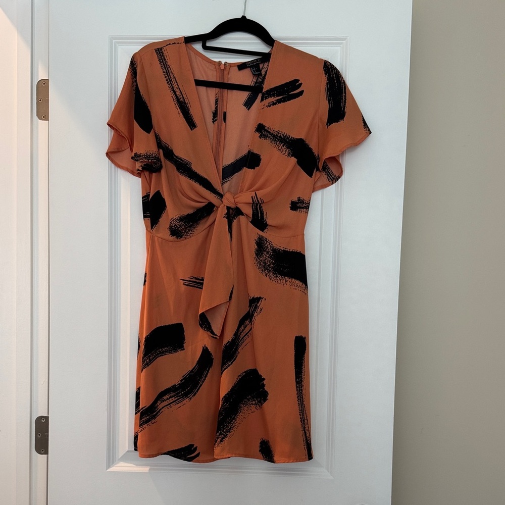 Forever 21 Black Brushstroke on Orange Mini Dress